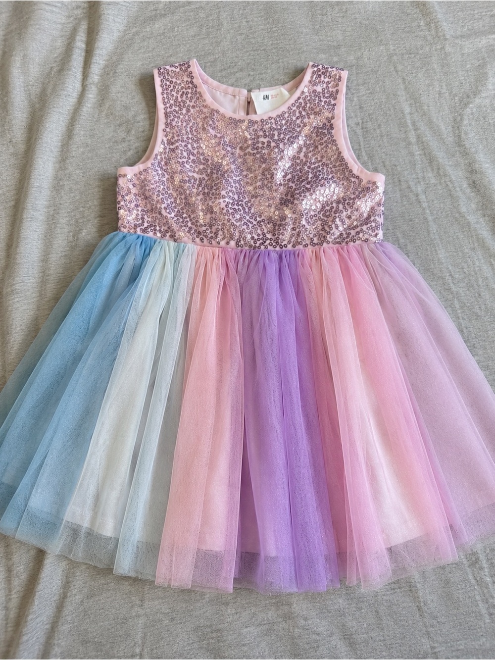 ✨ H&M Girls Rainbow Ombre Sequin Tulle Dress – Size 3T